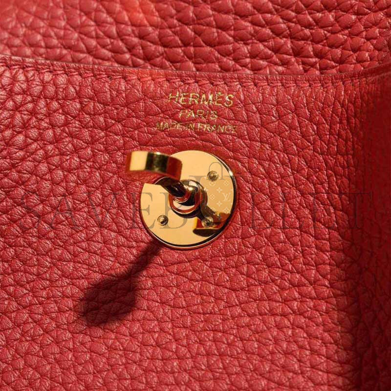 HERMES LINDY MINI 19 BAG CLEMENCE GOLD HARDWARE (19*12*9.5cm)